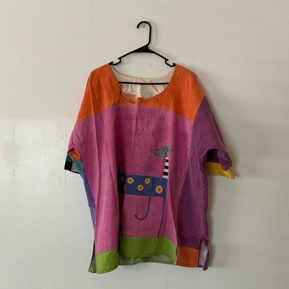 VINTAGE Designing Women Abstract Pop Art Tunic Shirt